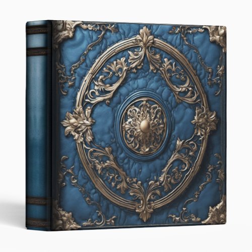 Bright Blue and Silver Leather Look Photo Album 3 Ring Binder
