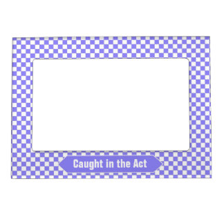 Bright Blue and White Checkered Custom Photo Magnetic Picture Frame