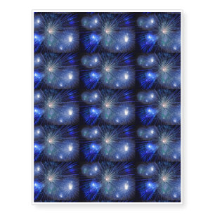 Bright Blue and White Fireworks Temporary Tattoos