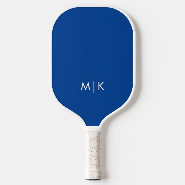 Bright Blue and White | Modern Monogram Pickleball Paddle (Front)