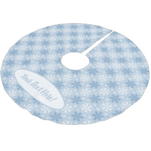 Bright Blue and Winter White Snowflake Pattern Brushed Polyester Tree Skirt