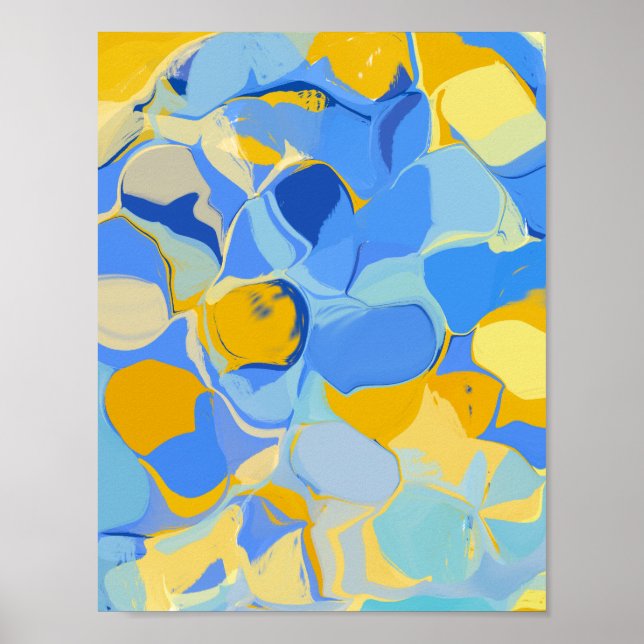 Bright Blue and Yellow Abstract Geometric Pattern  Poster (Front)