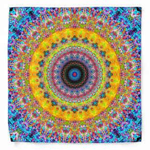 Bright Blue and Yellow Mandala Bandana
