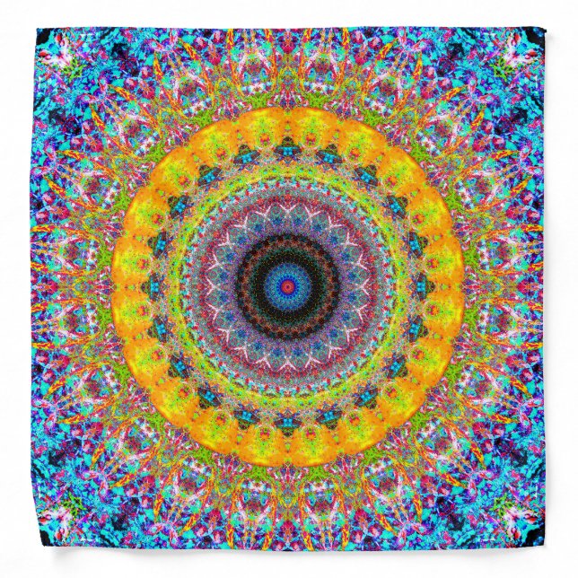 Bright Blue and Yellow Mandala Bandana (Front)