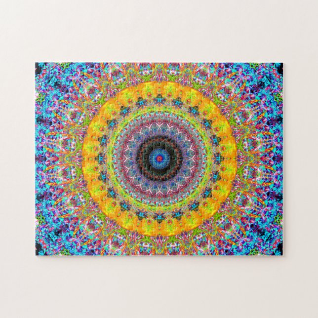 Bright Blue and Yellow Mandala Jigsaw Puzzle (Horizontal)