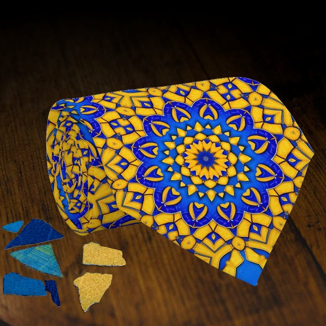 Bright Blue and Yellow Mosaic Sunburst Neck Tie (Creator Uploaded)