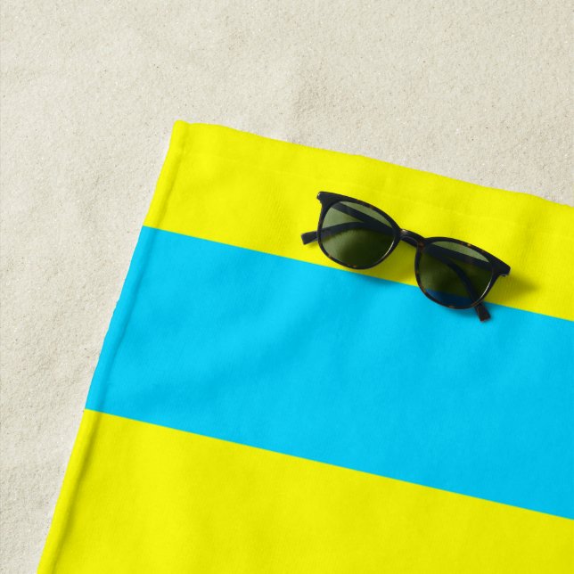 Bright Blue and Yellow Stripes  Beach Towel (In Situ)