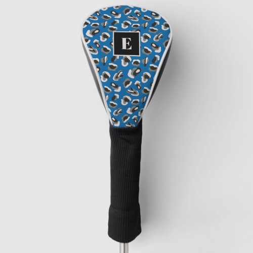 Bright Blue Animal Print Pattern Monogrammed Golf Head Cover