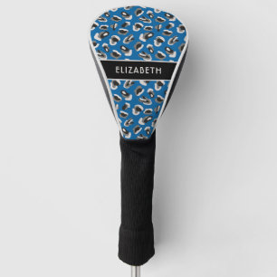 Bright Blue Animal Print Pattern Personalized Golf Head Cover