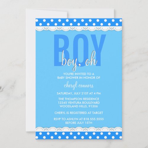 Bright Blue Baby Boy Shower Invitation