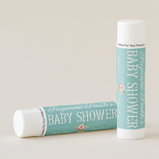 Bright Blue Baby Shower Lip Balm (Front)