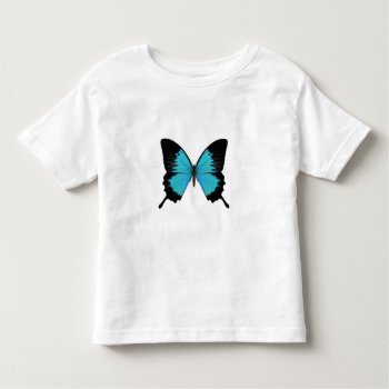Bright Blue & Black Butterfly Original Colors Toddler T-shirt by VoXeeD at Zazzle