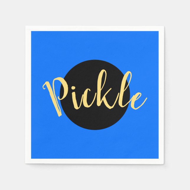 Bright Blue Black Middle Circle Pickleball Motto Napkins (Front)