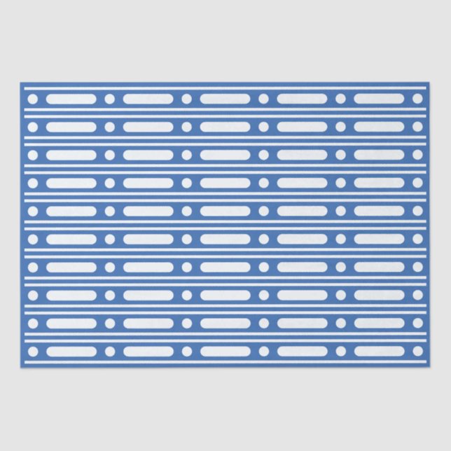 Bright Blue Bone Inlay Border Dots Decoupage Paper (Front)