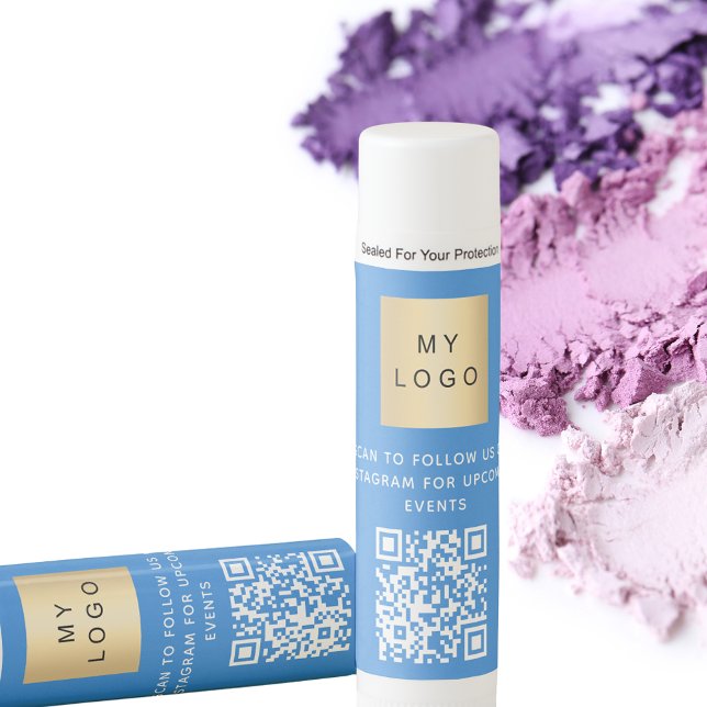 Bright blue business logo QR code Lip Balm (Creator Uploaded)