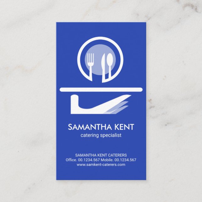 Bright Blue Butler Serving Dish Icon Business Card (Front)