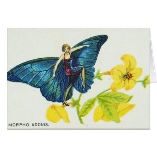 Bright Blue Butterfly Girl Cards (Front Horizontal)