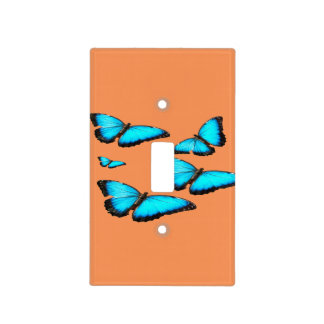 Bright blue butterfly light switch cover
