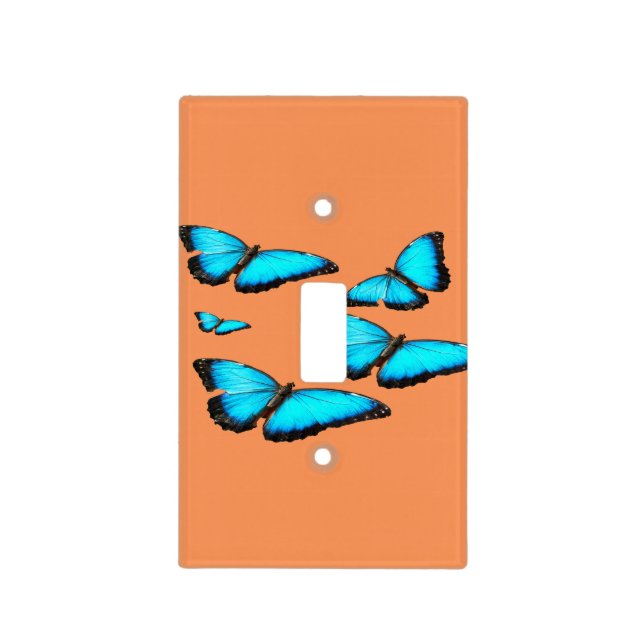 Bright blue butterfly light switch cover (Front)