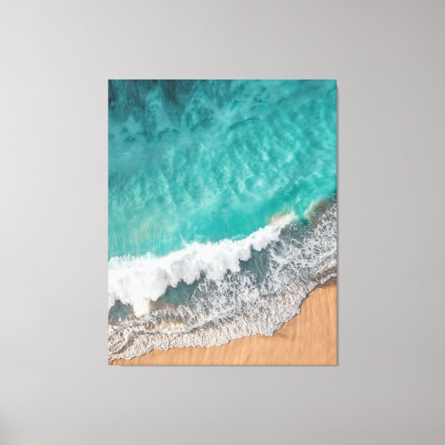 Bright Blue Calm Ocean Shore Wood Wall Art iPad Ai (Front)