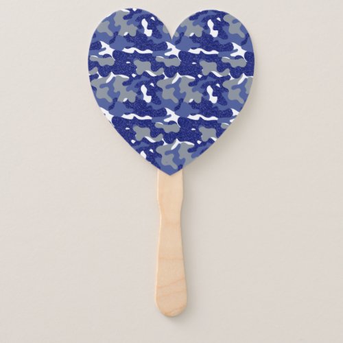 Bright Blue Camouflage Sparkle Camo Lovers Hand Fan