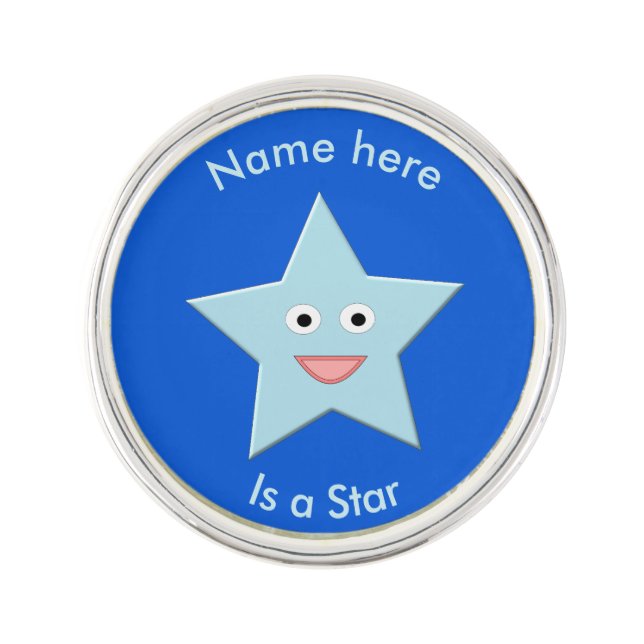 Bright Blue Celebration Star Custom Lapel Pin (Front)