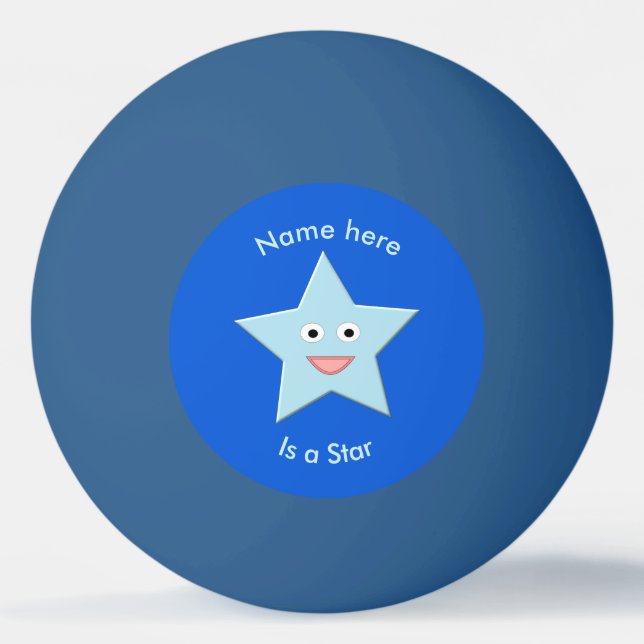Bright Blue Celebration Star Custom Ping Pong Ball (Front)