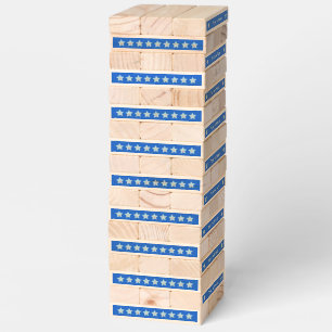 Bright Blue Celebration Star Custom Topple Tower