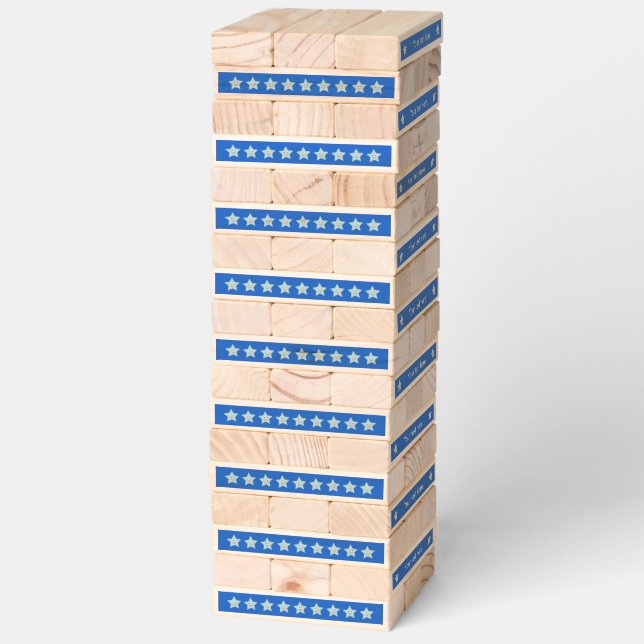 Bright Blue Celebration Star Custom Topple Tower (Assembled)