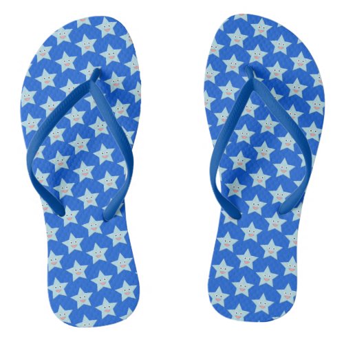 Bright Blue Celebration Star Flip Flops