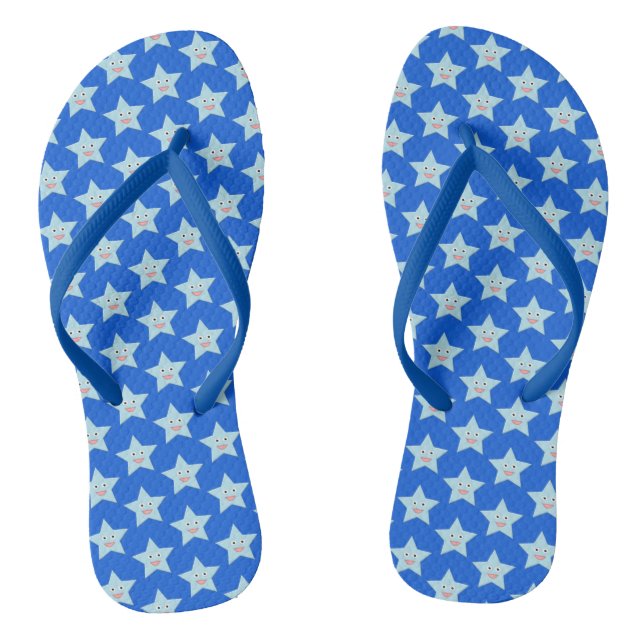 Bright Blue Celebration Star Flip Flops (Footbed)