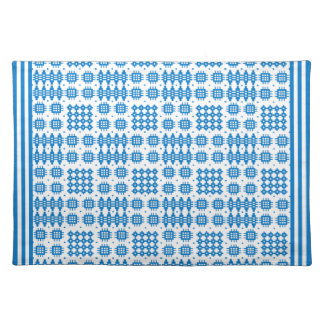 Bright Blue Cloth Placemat: Welsh Tapestry Pattern Placemat