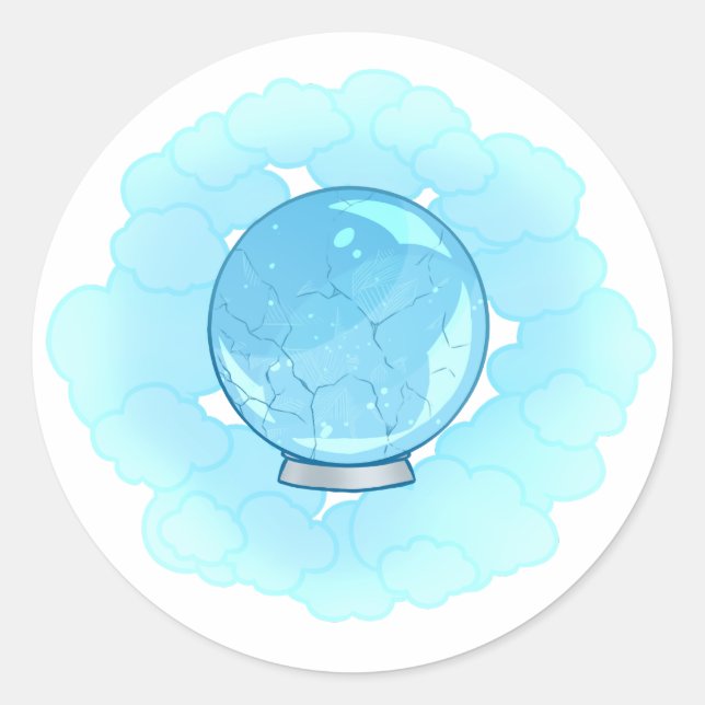 Bright Blue Cracked Crystal Ball Classic Round Sticker (Front)