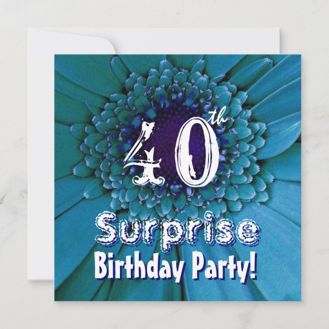 Bright Blue Daisy 40th Surprise Birthday Template (Front)