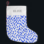 Bright Blue Dashing Small Christmas Stocking<br><div class="desc">Deck the halls with this dashingly playful Christmas stocking featuring bright blue,  hand-drawn dashes. Personalize with your own name!</div>