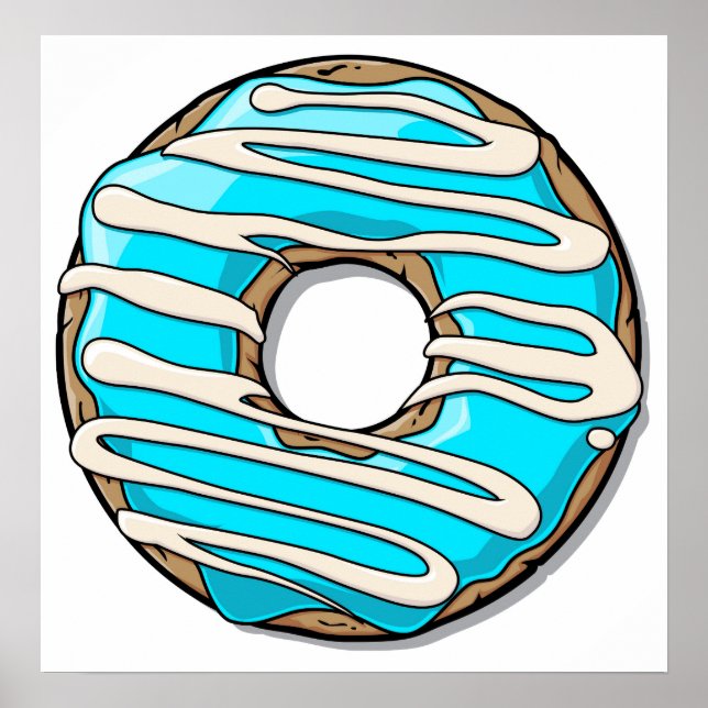 Bright Blue Donut with Icing Poster (Front)