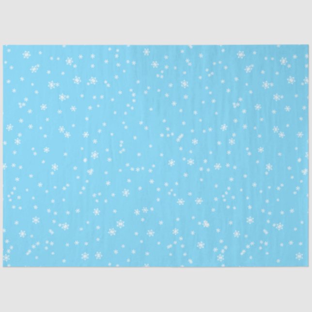 Bright Blue Elegant Winter Snowflakes Tissue Paper (Front)