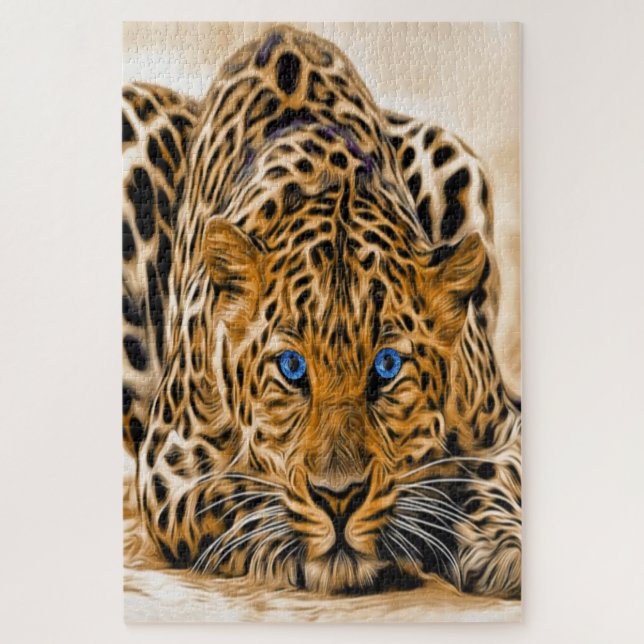 Bright Blue Eye Leopard  Jigsaw Puzzle (Vertical)