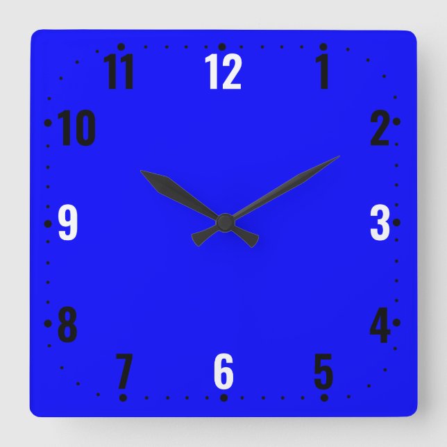 Bright Blue Face With Numbers - Frameless  Square Wall Clock (Front)
