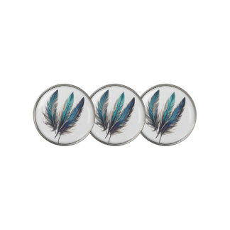 Bright blue feather trio golf ball marker