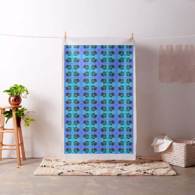 Bright Blue Floral Fabric Rose Silhouette 56" (In Situ)