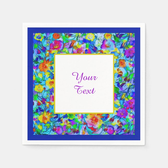 Bright blue floral napkins (Front)