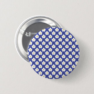 Bright Blue Floral Pattern Pinback Button