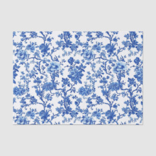 Bright Blue Floral Toile Garden Party Tissue Paper