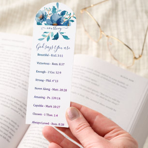 Bright blue floral You are  personalized   Bookmarks