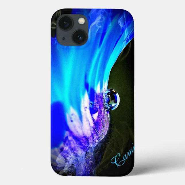 Bright Blue Flower W/Water Drop iPad *Personalize Case-Mate iPhone Case (Back)