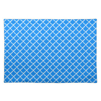 Bright Blue Geometrical Patterned Cloth Placemat