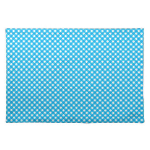Bright Blue Gingham Pattern Cloth Placemat