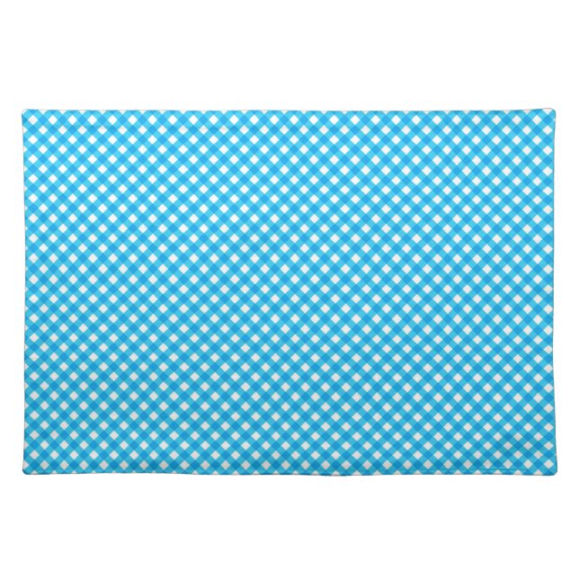Bright Blue Gingham Pattern Cloth Placemat (Front)