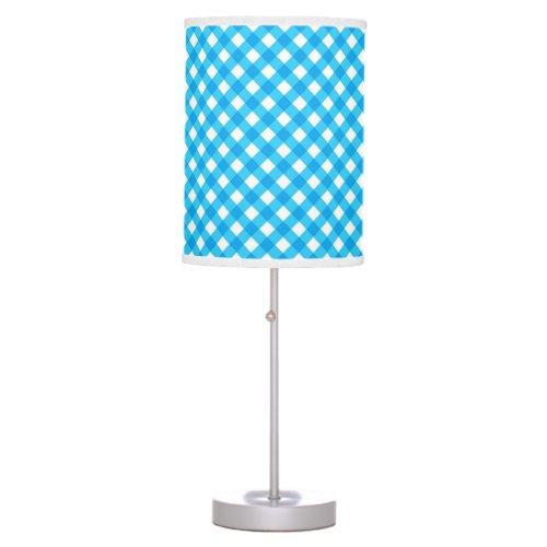 Bright Blue Gingham Pattern Table Lamp